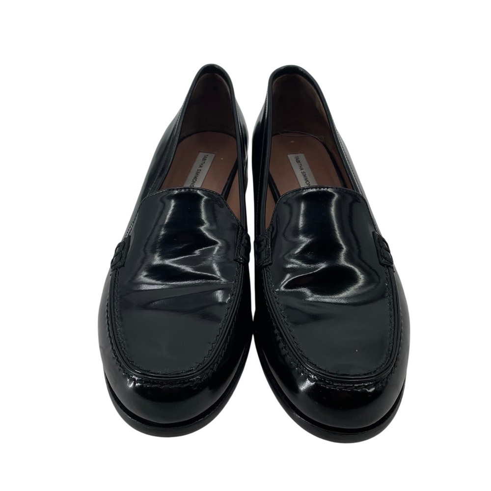 Tabitha Simmons Women Loafers Classic Black Patent Leather Size 39